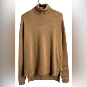 J.Crew Beige Tan Wool Blend Sweater Turtleneck Basic Neutral Casual Twee Comfy